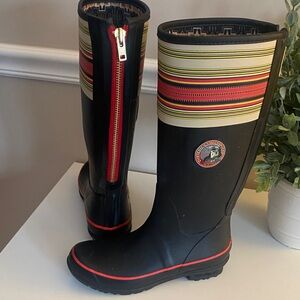 Pendleton Black Boots with Red and Yellow Stripes